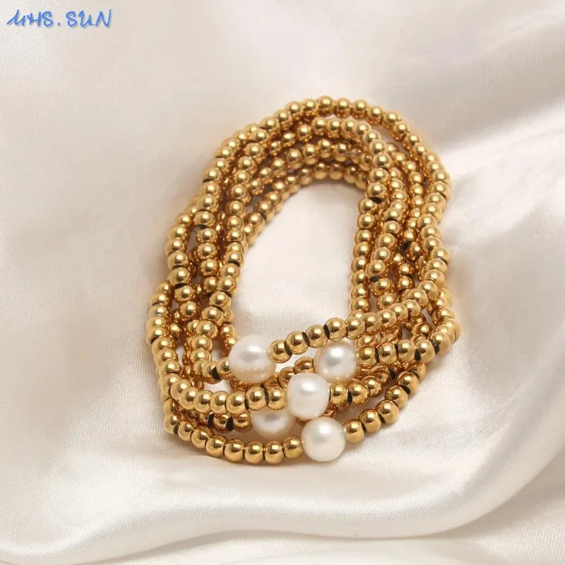Strand MHS.Sun Bracelet de corde élastique en acier inoxydable Bracelets Bracelets Golden plaqués pour femmes bijoux Banquet de fête Cadeaux