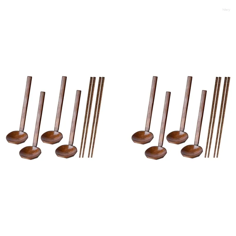 Coffee Scoops 8 pièces japonais Handle longue grande cuillère ramen Ramen en bois Potroise coquille en bois de riz soupe CNIM