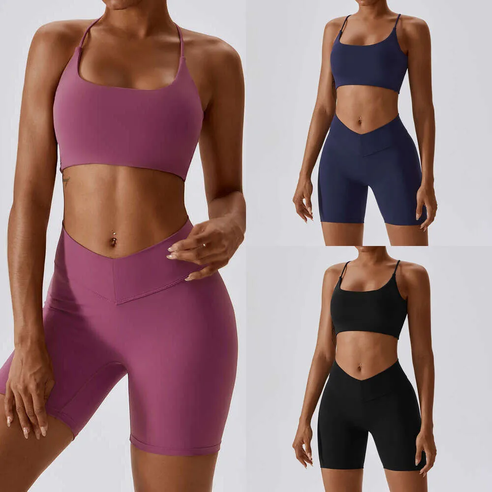 Lu Align Sportswear Outfits Align Pilates Sexy Set Summer Women's Fitness Set Bras Shorts Suit Running Cycling Sport Sets Jogger Lemon Woman Lady