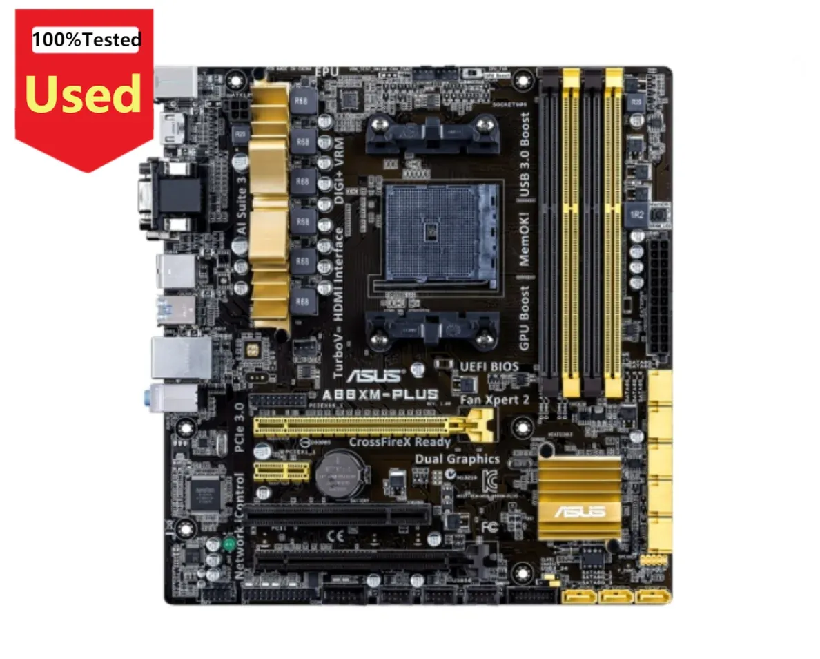 Placas base ASUS Socket FM2/FM2+ A88XMPLUS AMD A10 DDR3 64GB PCIe 3.0 HDMicompatible A8 A6 A4 Desktop A88X Utilizado