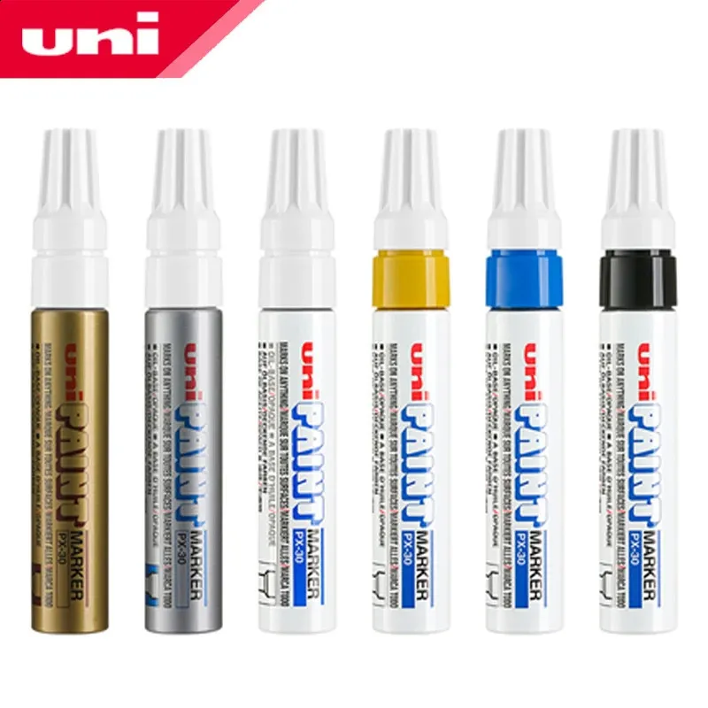 6 Pcs UNI Paint Markers PX-30 Industrial Pen Oily Permanent Water Resistant Repair Pen Car Scratch Remover Painting DIY Graffiti 240328