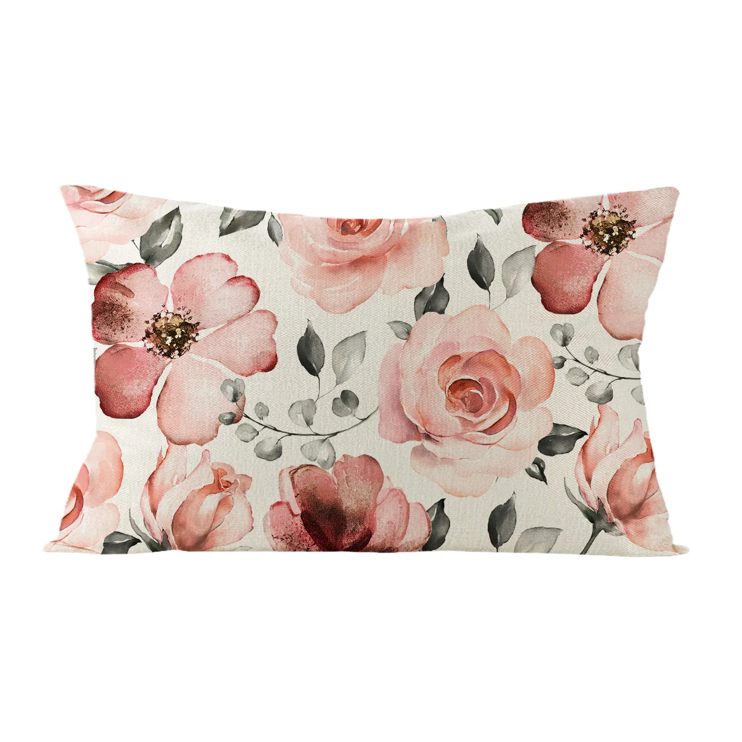 Floral Pillow Cases Standard Size Linen Fabric Fade Resistant Pillowcase