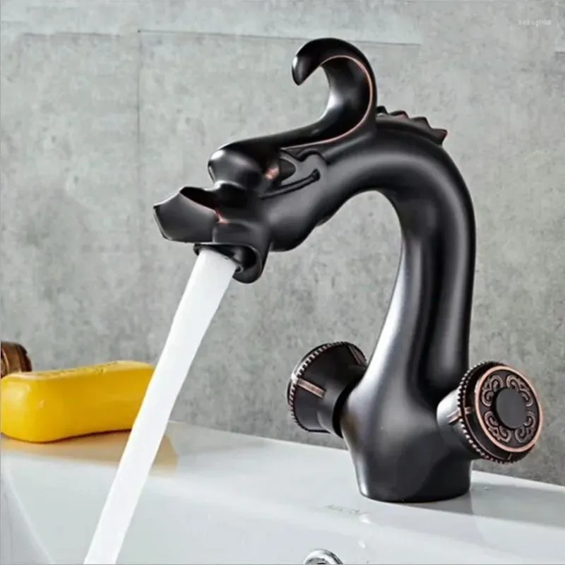 Robinets de lavabo de salle de bain Home European Brass Black Retro Rétro Washingin Robinet Toilet et mélange à froid