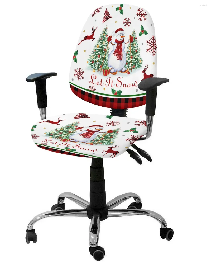 Cubiertas de silla navideña Snowflake Elk elk elástico sillón cubierta de la computadora trastero