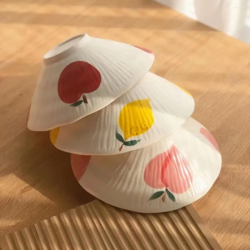Миски токаса миска в INS-стиль керамический рог большой суп милый рамэн домашний салат Сваренная посуда фрукты подглазе цвет