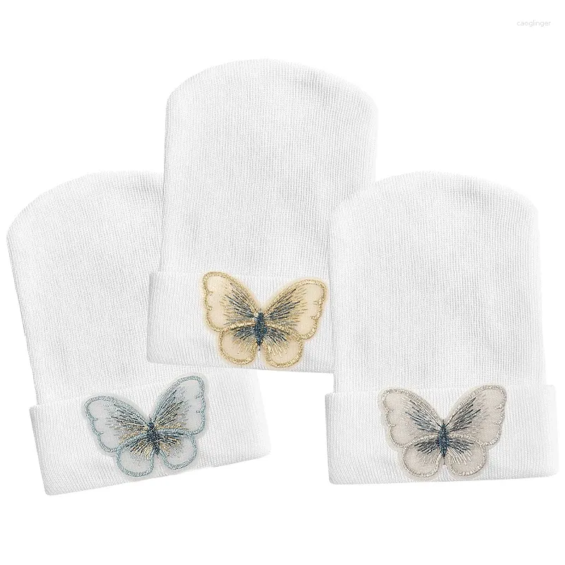 Berretti ragazzi ragazze di cotone berretti di cotone moda teschi spandex bianchi berretto per cuccioli morbidi farfalle
