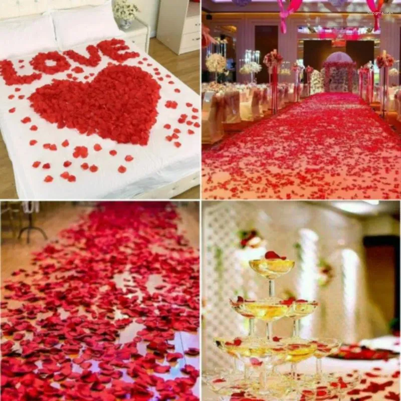 Decorative Flowers 1000 Pcs Red Artificial Silk Rose Petals Engagement Proposal Wedding Party Decor Romantic Flower Petal Accessories