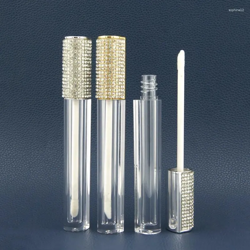 Bouteilles de rangement 2 ml de tube de brillant à lèvres mince vide avec diamant 24pcs