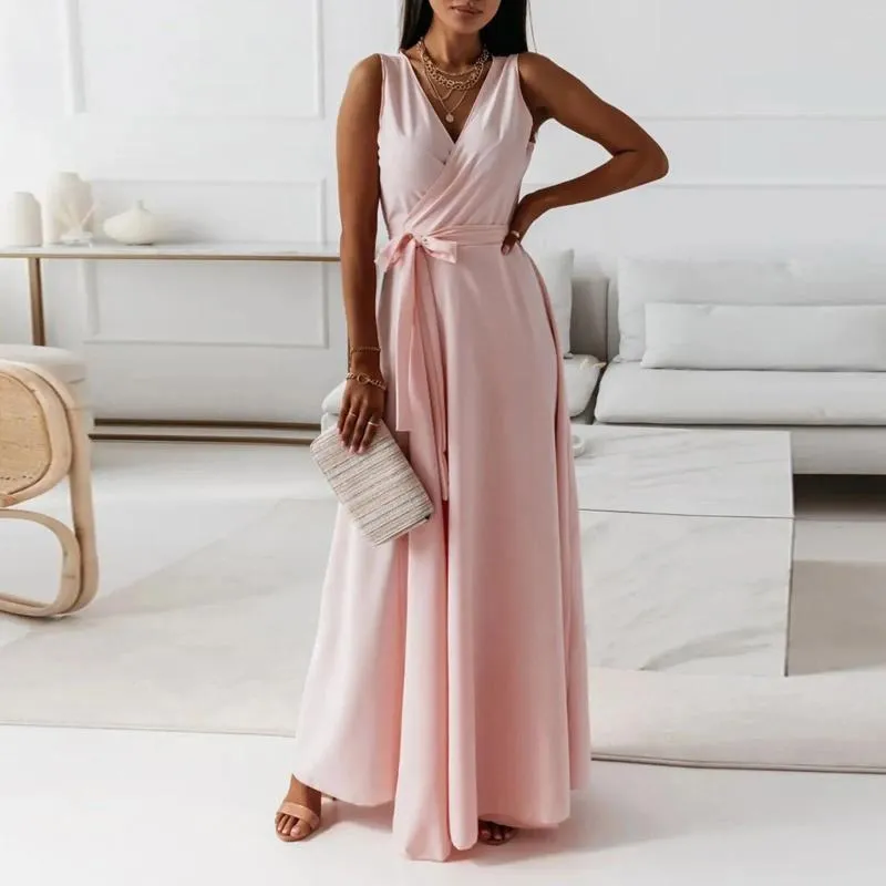 Casual Dresses High Waist Plus Size Summer Outfits Women Sleeveless Boho Evening Elegant Women'S Dress