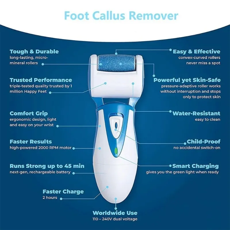 전기 발 필러 전신 세척 및 페디큐 기계 충전식 발 껍질 죽은 피부 분쇄 calluses new