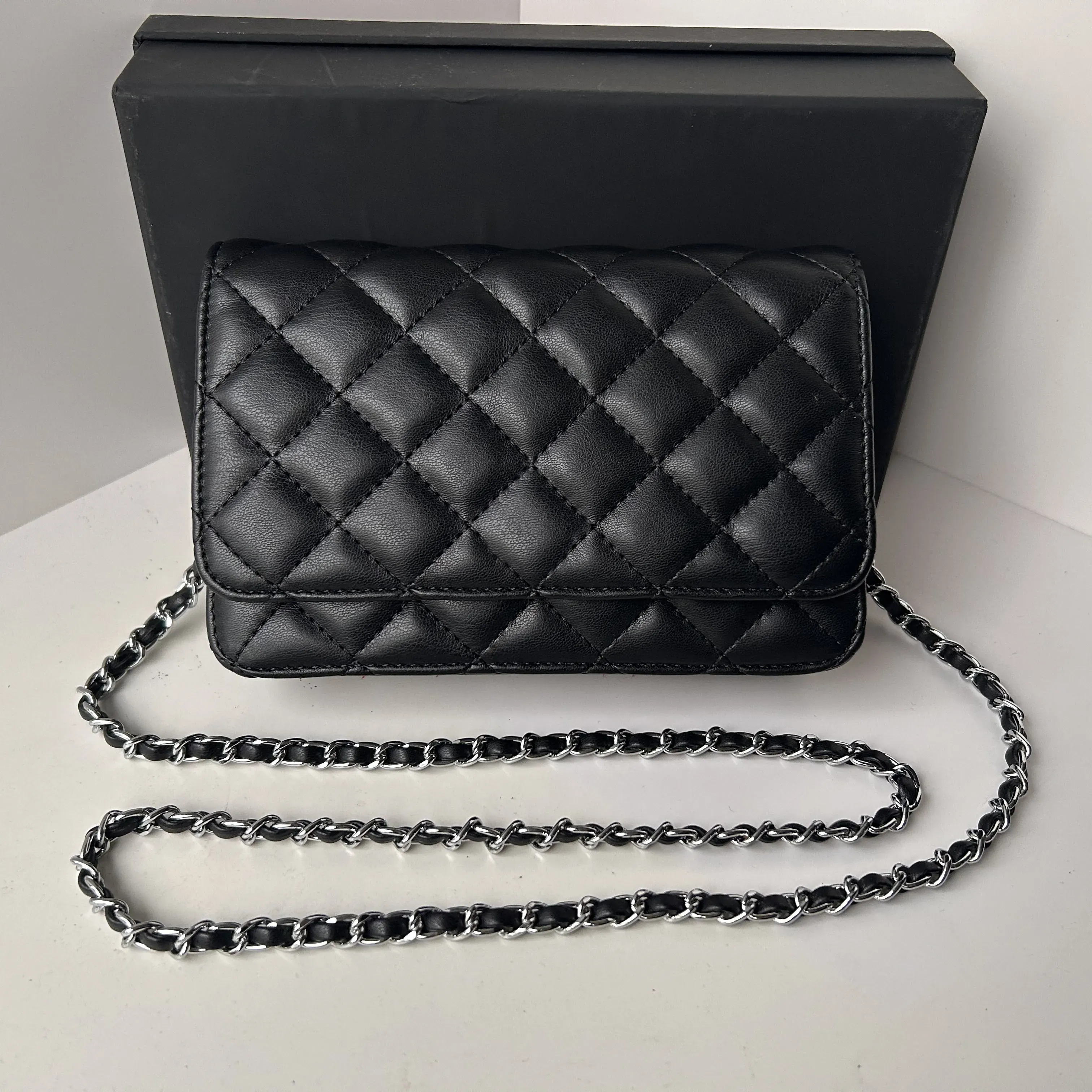 Designer Bag Caviar Bag Chain Bag Leather Plaid Caviar Gold Chain Silver Chain Woc Bag Shoulder Bag Crossbody Bag From 6 26 DHgate