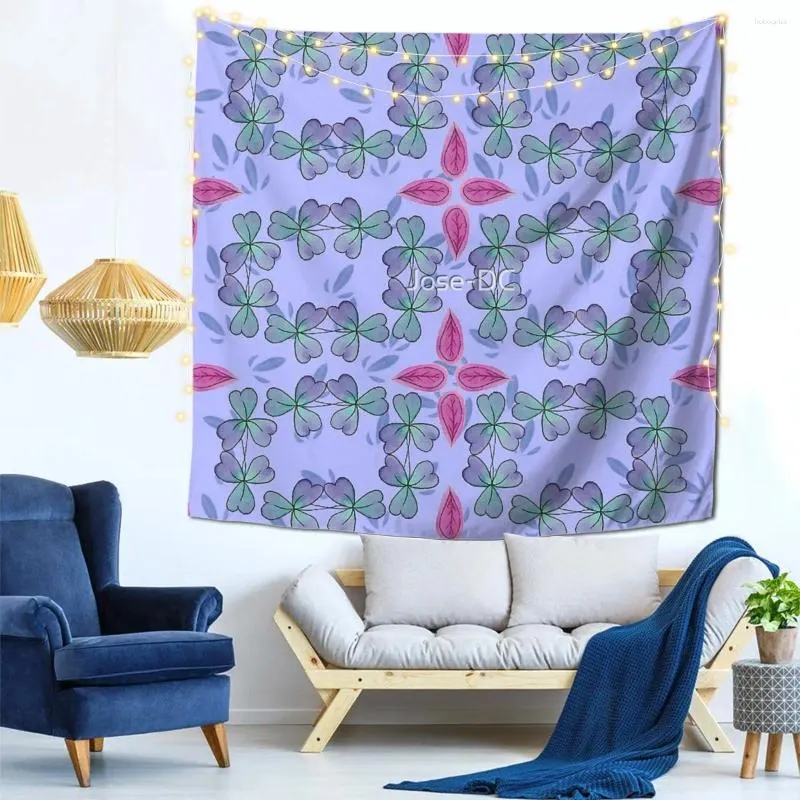 Tapissries Blue Leaves mönster väggdekor tapestry med krokar vardagsrum perfekt gåva mjukt tyg multi stil