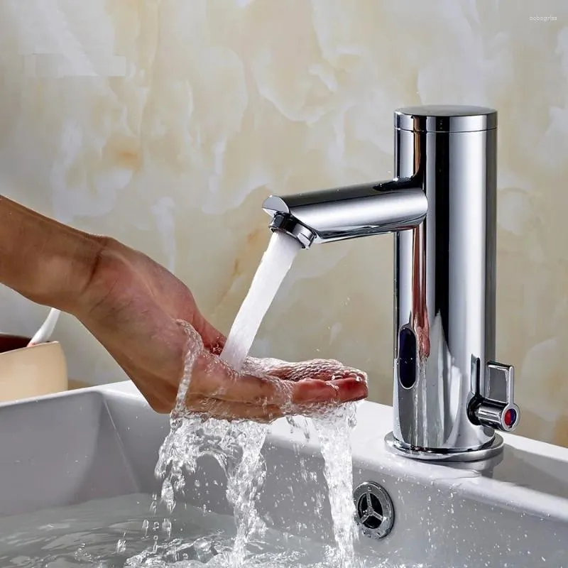 Badrumsvaskar kranar mttuzk däck monterad kall sensor kran integrerad typ automatisk kran tvättbassäng touchless infraröd