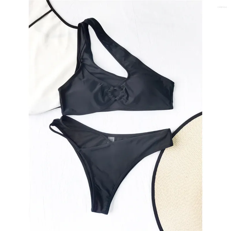 Frauen Badebekleidung Asymmetrisch hochbeinschnittes Bikini weiblicher Badeanzug Frauen zweisteife Set gepolsterte Badeanzug Badeanzug Schwimm Lady K3263