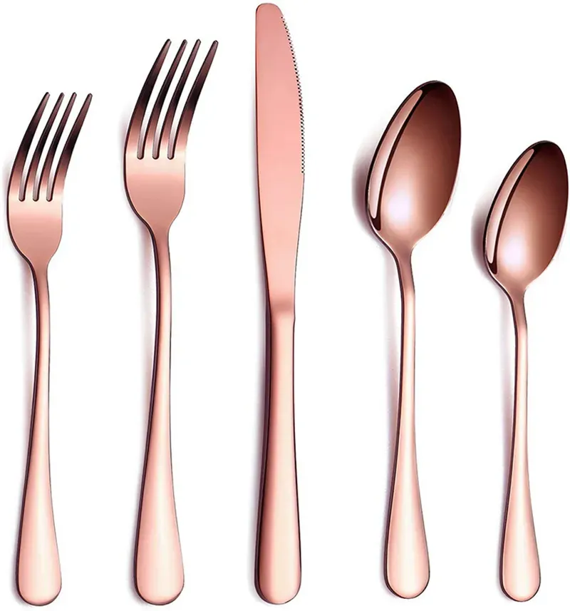Gold Flatware Set Stainless Steel Silverware Cutlery Set Tableware Western Dinnerware Golden Fork Spoon Steak Kitchen Utensil HW0168