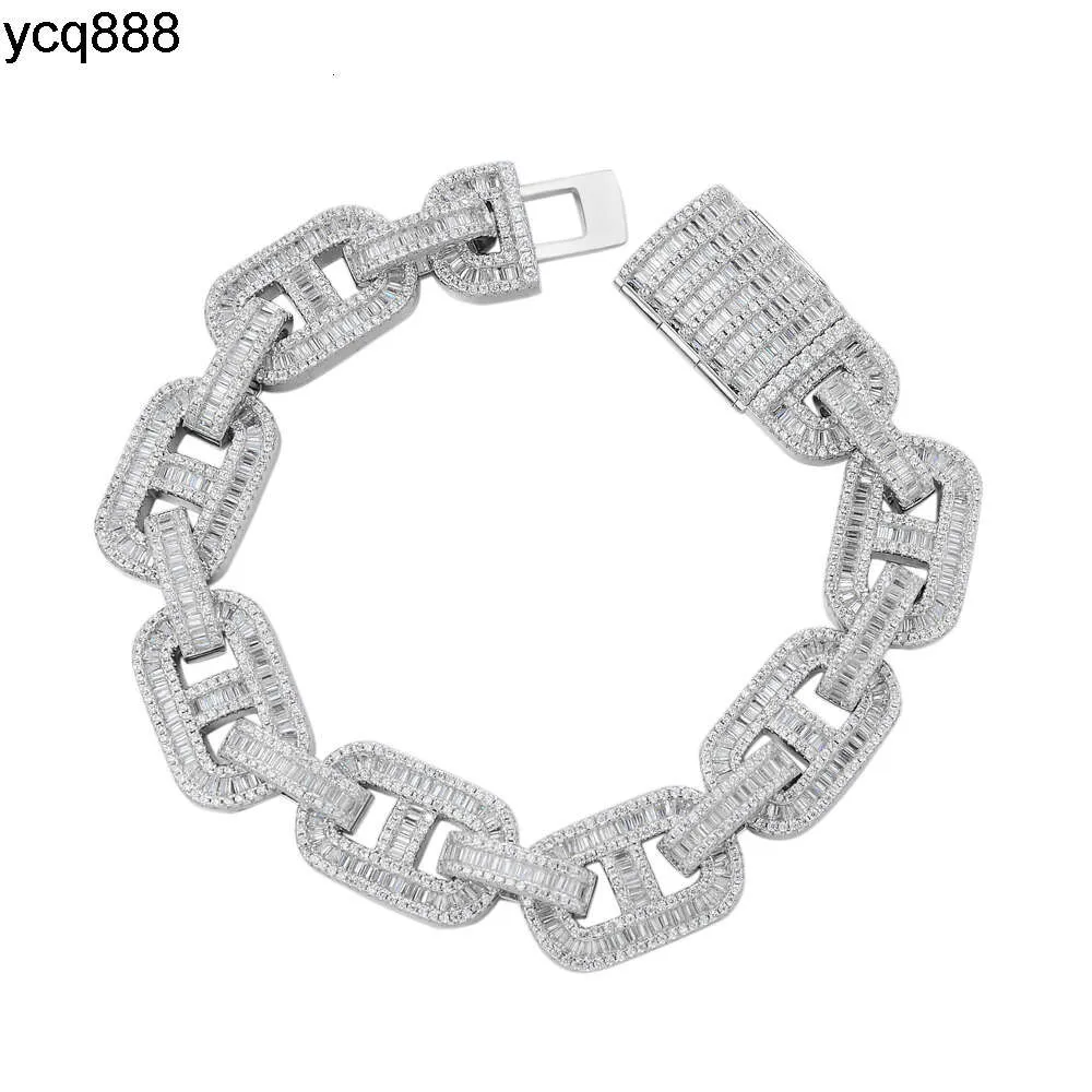 Designer grossistanpassad chunky kubansk armband is ut länkkedja hiphop män 18k guld pläterad silver diamant kubansk länk armband