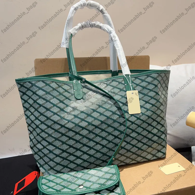 Large Capacity Plaid Designer Leather Green Goyard Tote With Large Capacity Plaid Designer Leather Green Goyard Tote With