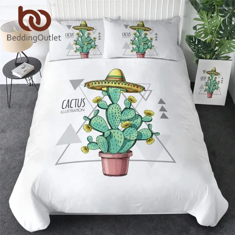 Set di biancheria da letto da letto di cactus set di cactus verdi copripiumino copripipionali gialli a meno di fiori da letto moderni decorazioni per la casa geometrica moderna