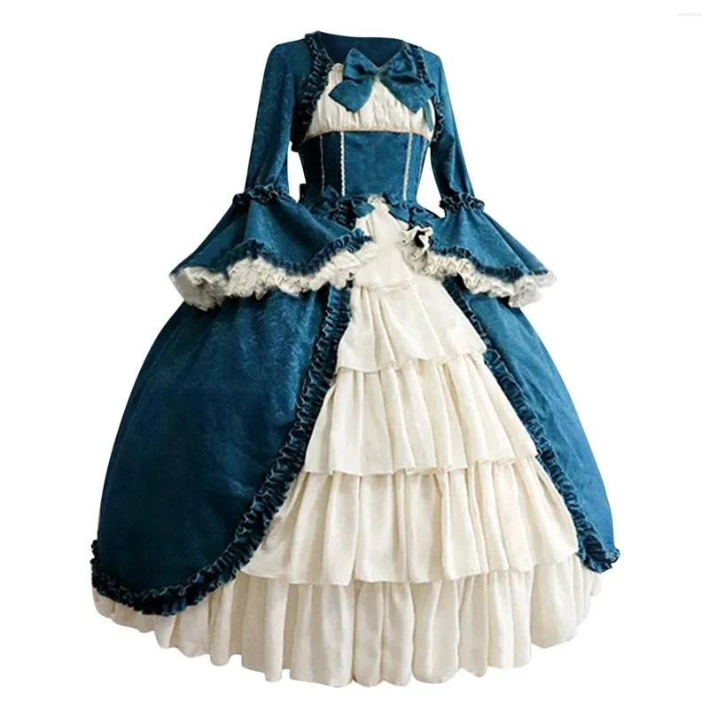 Robes décontractées Médiéval Retro Gothied Court Robe Royal Lady Ball Square Coule Taist Tail