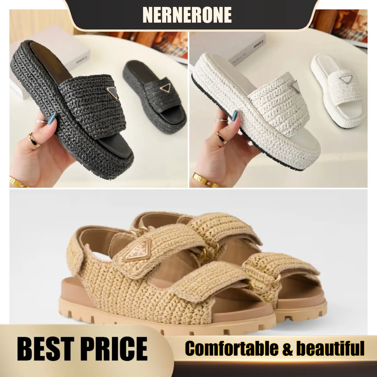 Designer sandaler tofflor kvinnor sommarplattform platt glider tjocka klackar kvinnor skor gummisula macaron präglade sandaler elegant speciell högklack 2024 euro35-42