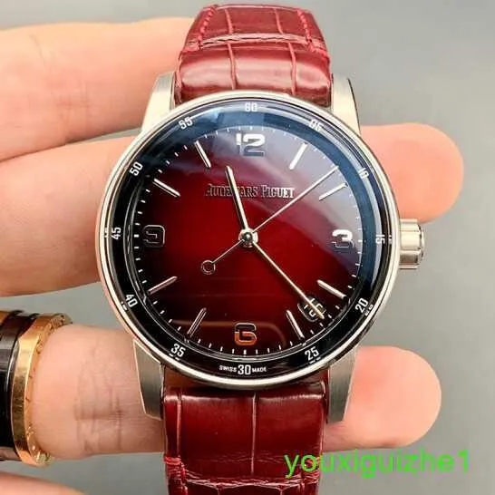 Código de relógio de pulso da marca AP 11.59 Série 41mm Moda automática de moda mecânica Casual Swiss Famous Watch 15210bc.oo.a068cr.01 Wine Smoked Red Watch Watch