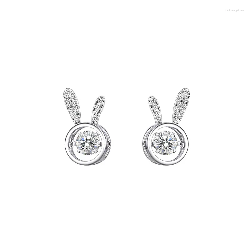Studörhängen 925 Silver Needle Cute Rabit Crystal Statement For Women Girls Valentines Day Gift Fashion Jewelry Wholesale