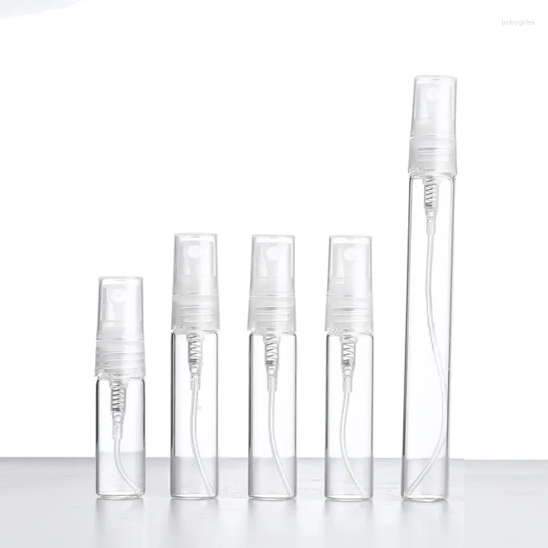 Bouteilles de rangement 10pcs 2-10 ml Verre transparente Vette de pulvérisation Vide de parfum cosmétique Vials mini accessoires de voyage rechargeables