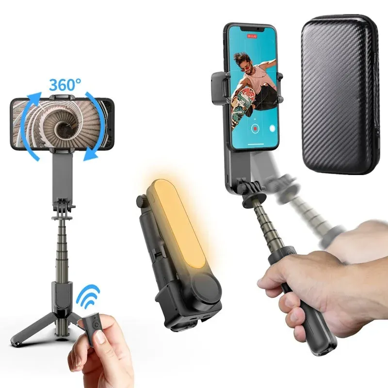 Monopods 3IN1 Universal Handheld Gimbal Stabilizer 360 Rotation Selfie Stick Tripod With Fill Light For Smartphone Iphone Samsung Vedio