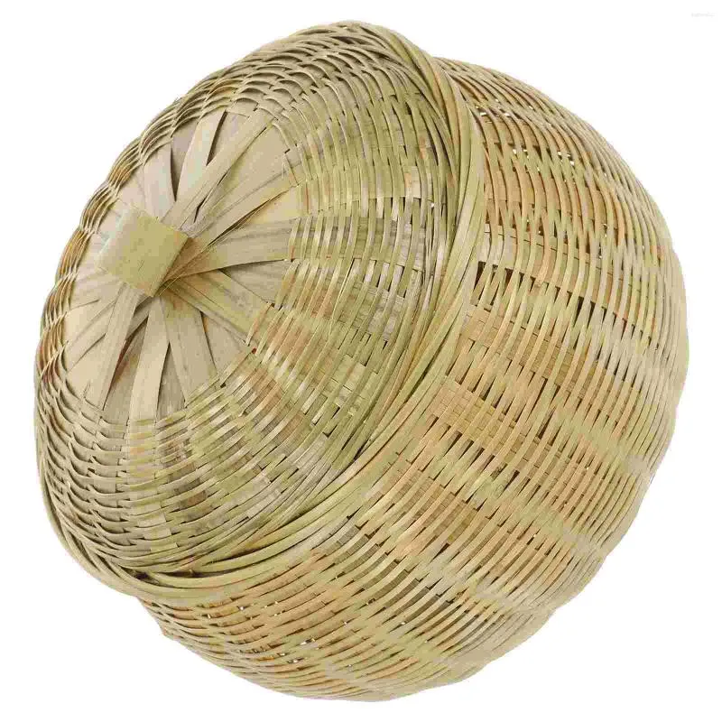 食器セットバスケットカボチャラウンド蓋付き竹のバスケットと雑貨オーガナイザー織物ストレージを織ります