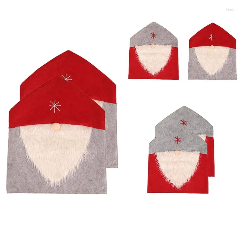 Stoelhoezen Kerstset van 2 Santa Hat Back Suit Slipcovers voor huis eetkamer vakantie feestje decor