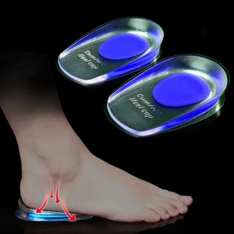 2024 Soft Silicone Gel Insoles for heel spurs pain Foot cushion Foot Massager Care Half Heel Insole Pad Height Increase- for heel spur relief insoles