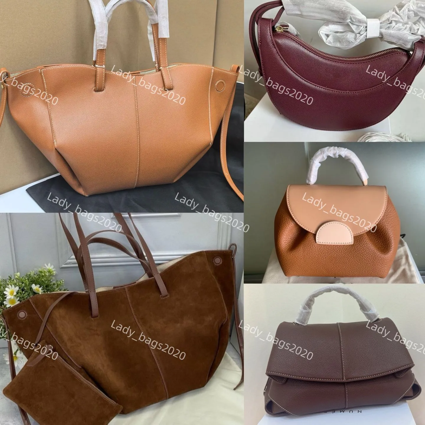 UN NANO Half Moon Cyme Brown Leather Tote 5A Full Grain UN NANO Half Moon Cyme Brown Leather Tote 5A Full Grain