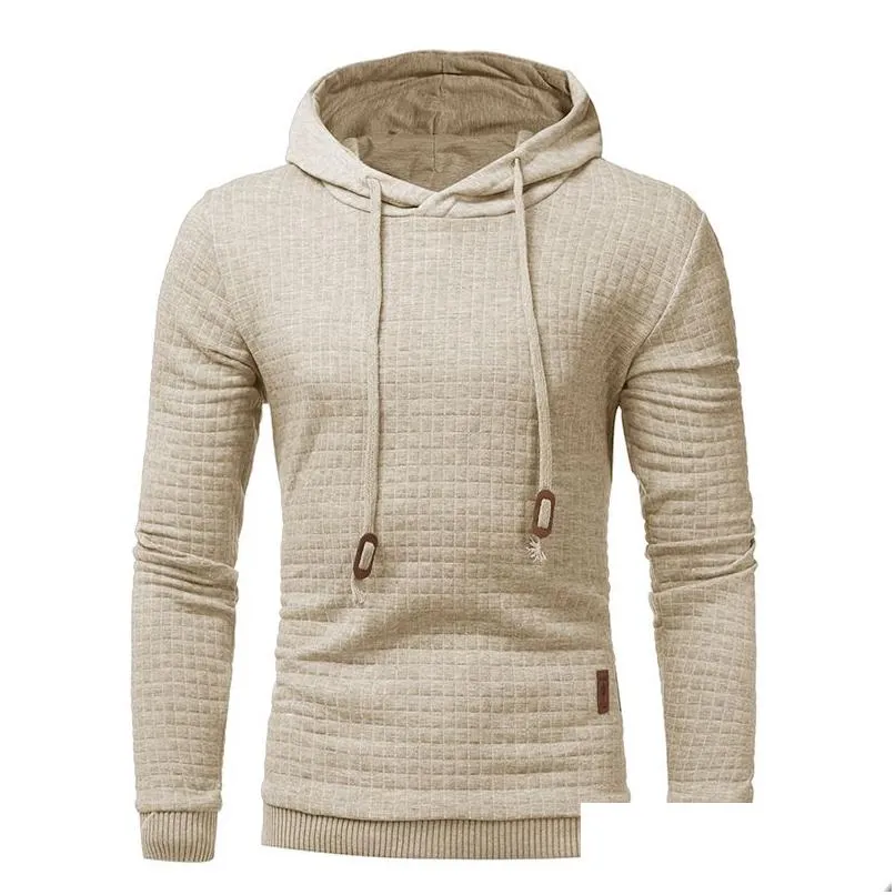 Heren Hoodies Sweatshirts Mens Plover Sweatshirt Lange mouw Casual comfortabele geruite stijl Solid O-Neck Hooded Tops Drop Delivery DHVGF