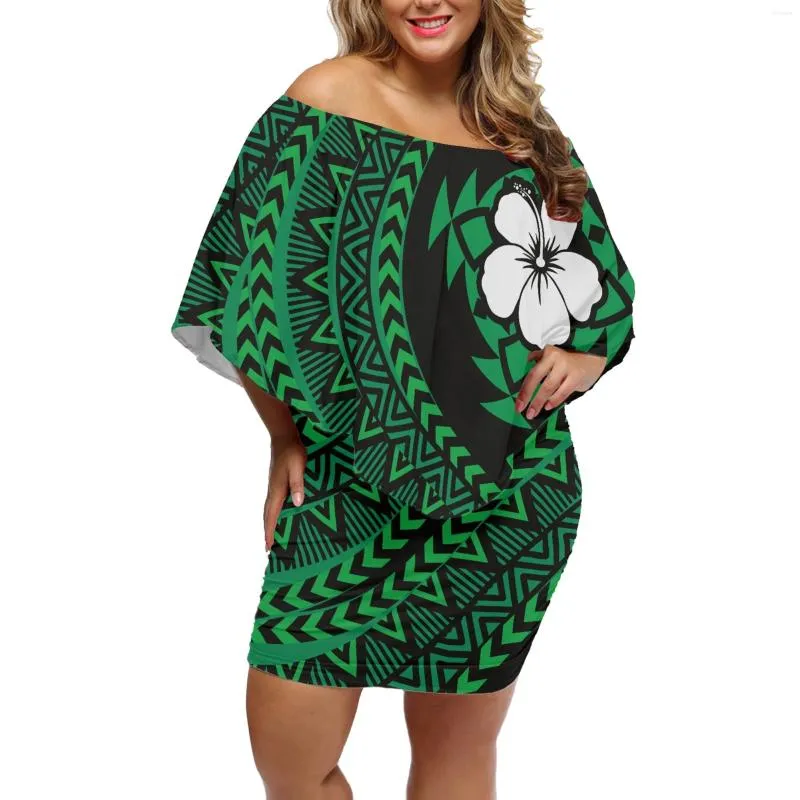 فساتين غير رسمية Samoa Tattoo Print Formting Sexy Summer Dress مريحة من طوق متدفق من طوق نصف الأكمام للنساء