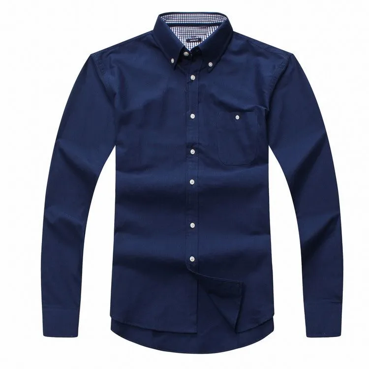 Großhandel 2024 Neue Herbst- und Winter -Männer Langarm 100% Baumwollhemd Pure Männer lässig Mode Hemd Oxford Shirt Soziale Marke Kleidung