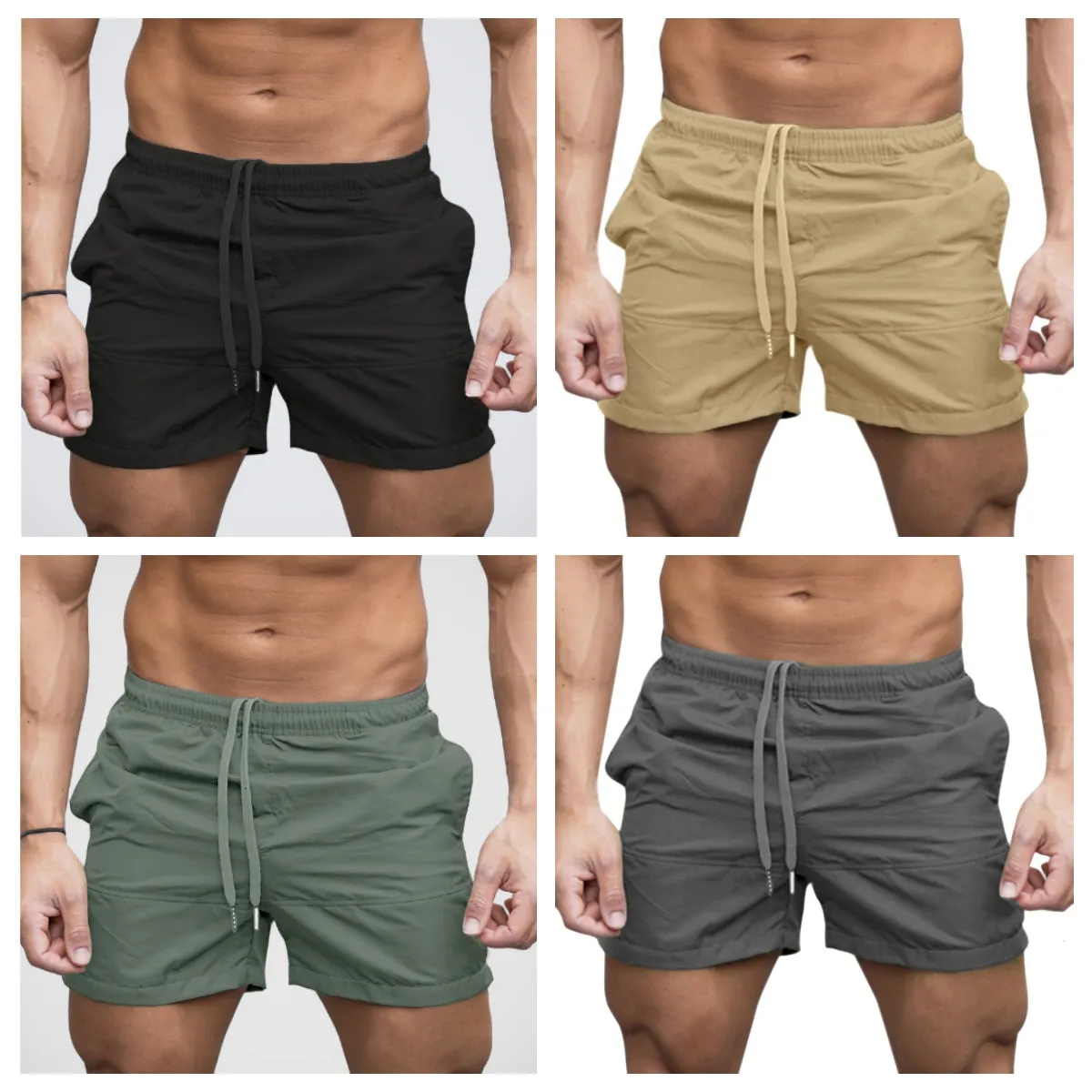 Mäns shorts män shorts springa sport andas tränare korta byxor sportkläder gym träning vuxen fitness slitage elastik med fickan l6