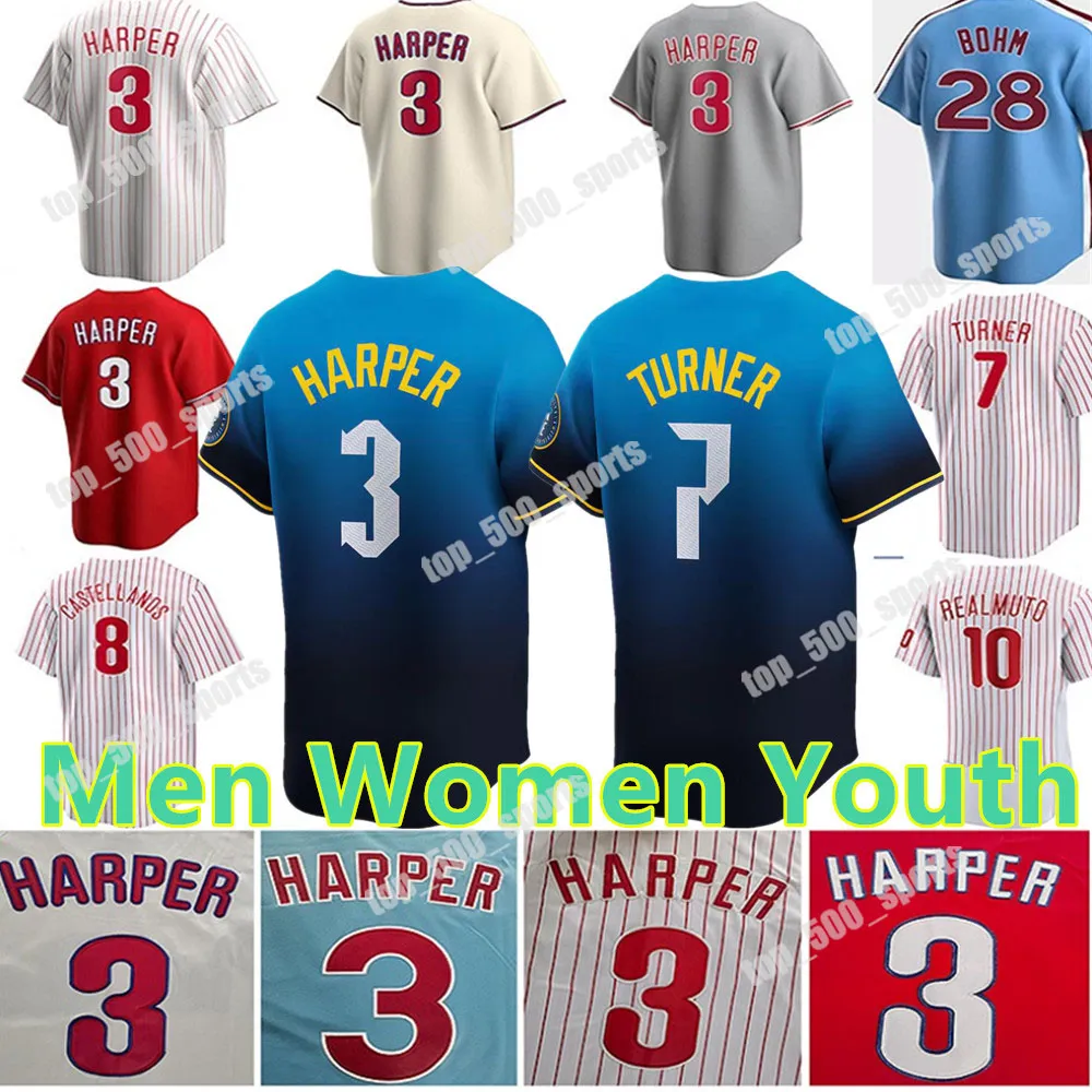 2024 Custom City Connect Bryce 3 Harper Trea Turer Baseball Jersey Брайсон Стотт Кайл Шварбер Дж. Т.Реалмуто Алек Бом Ник Кастелланос Аарон Нола Брэндон