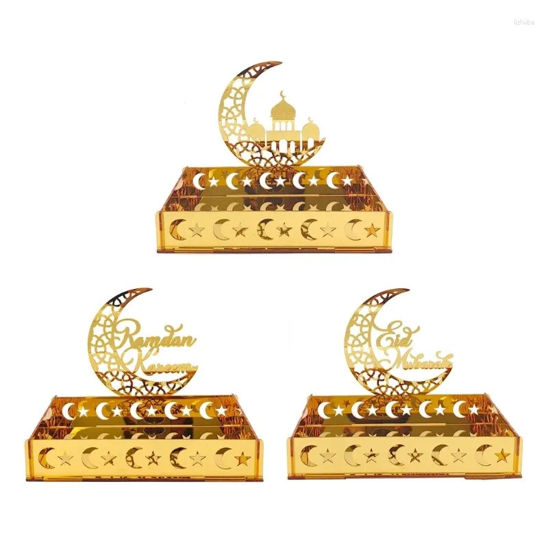 Plattor l69a eid Tray Moon Temples Holder Akrylprydnad för islamiska muslimer bordsdekor