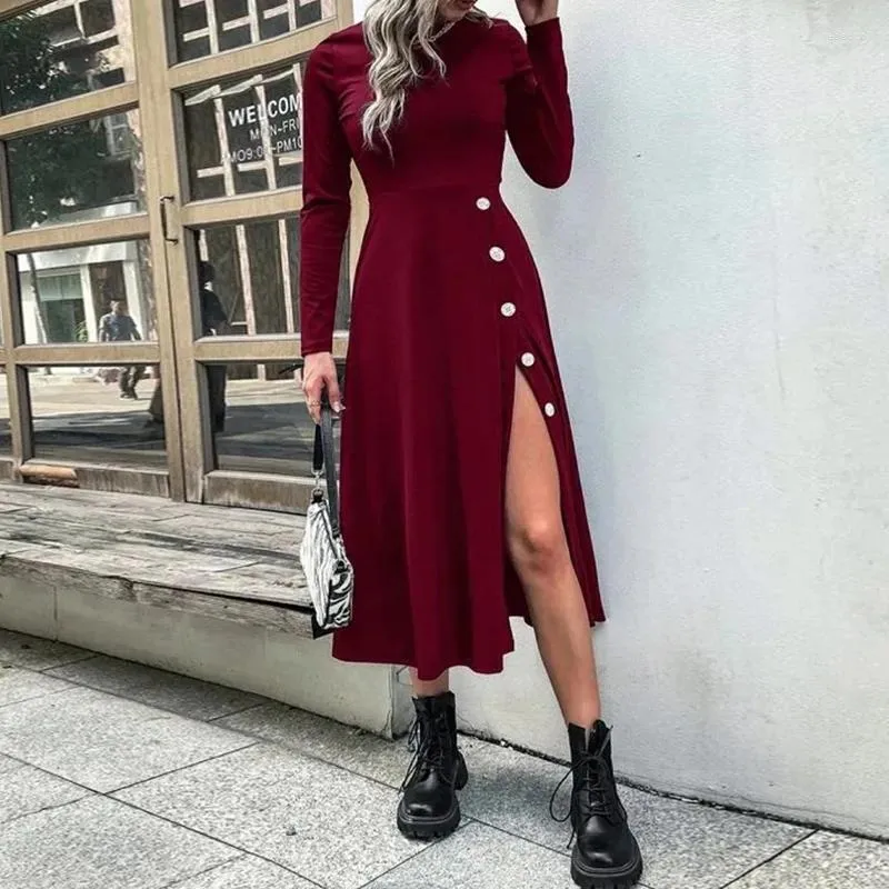 Sexy Solid Slit O Neck Long Sleeve Two Pieces Sexy Solid Slit O Neck Long Sleeve Two Pieces