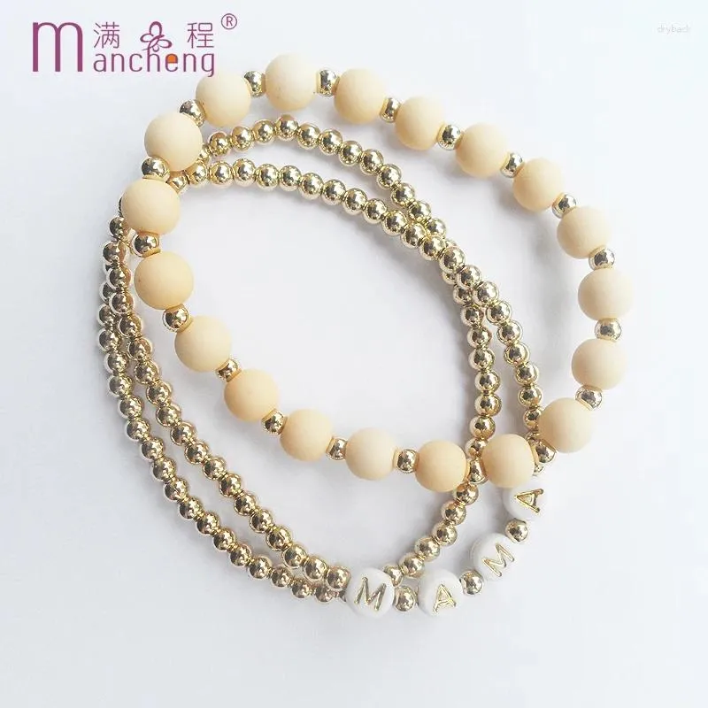 Strand DIY Mother's Day Gift 3PCS/ Sets Matte Acrylic Beads Letter "MAMA" Mother Bracelet Charm Jewelry Women