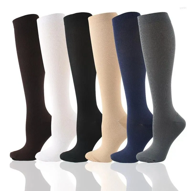 Calzini maschili unisex compressione gamba gamba gambo ginocchio calze alte supporta la pressione di elastica 1 coppia