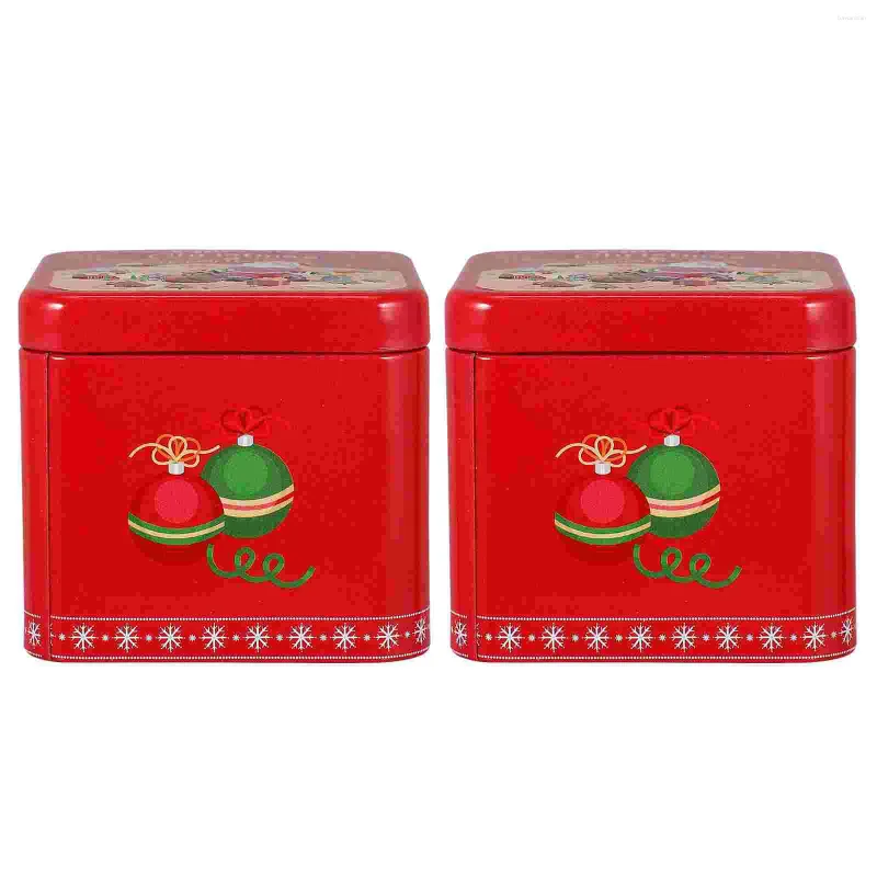 Storage Bottles 2 Pcs Christmas Candy Box Containers For Food Tinplate Jars Biscuit Cookie Iron