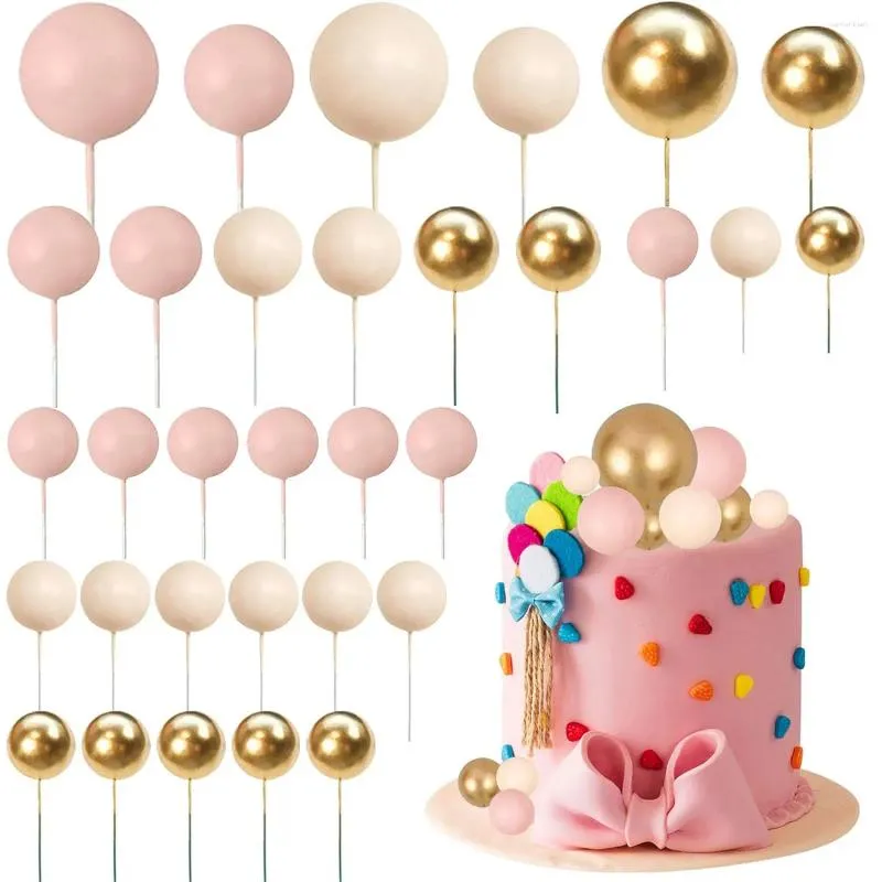 Zapasy imprezowe 30pcs Ball Cake Topper Cicks w kształcie perłowej wkładki babeczki na urodziny