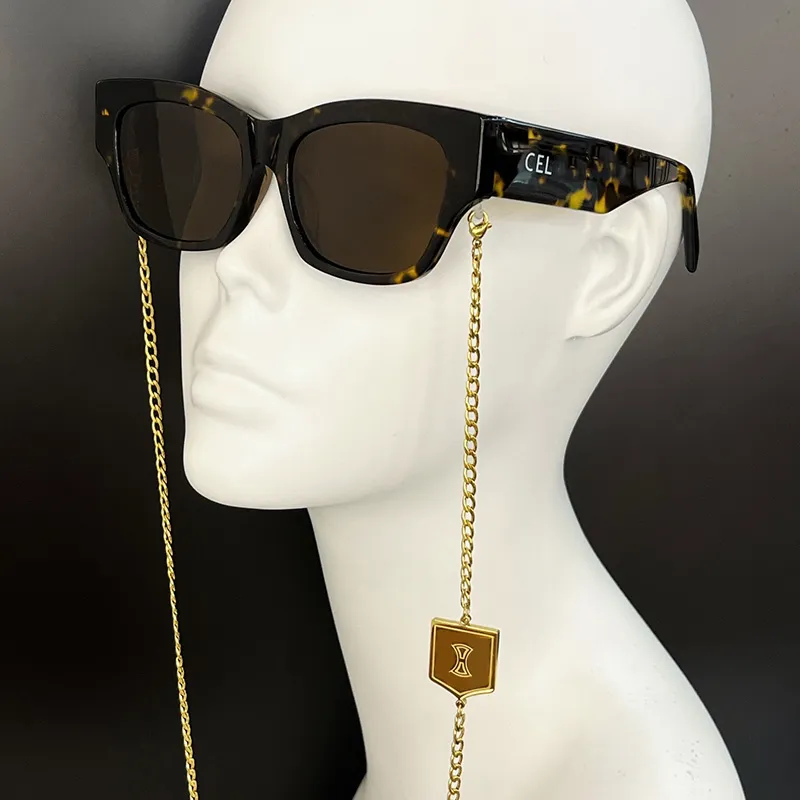 Designer Fashion Sunglasses Acetate Cat Eye Sunglasses Paired with Exquisite Luxury Shield Long Chain C40197 Womens and Mens Luxury Sunglasses