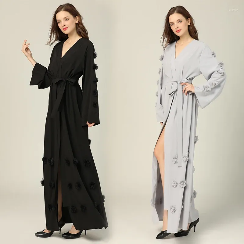 Casual Dresses Plus Size Women Big Kjol 2024 Spring Ethnic Style Long Lady Vestidos fashionabla Lace Up Robe 3D Flowers Dress K7733