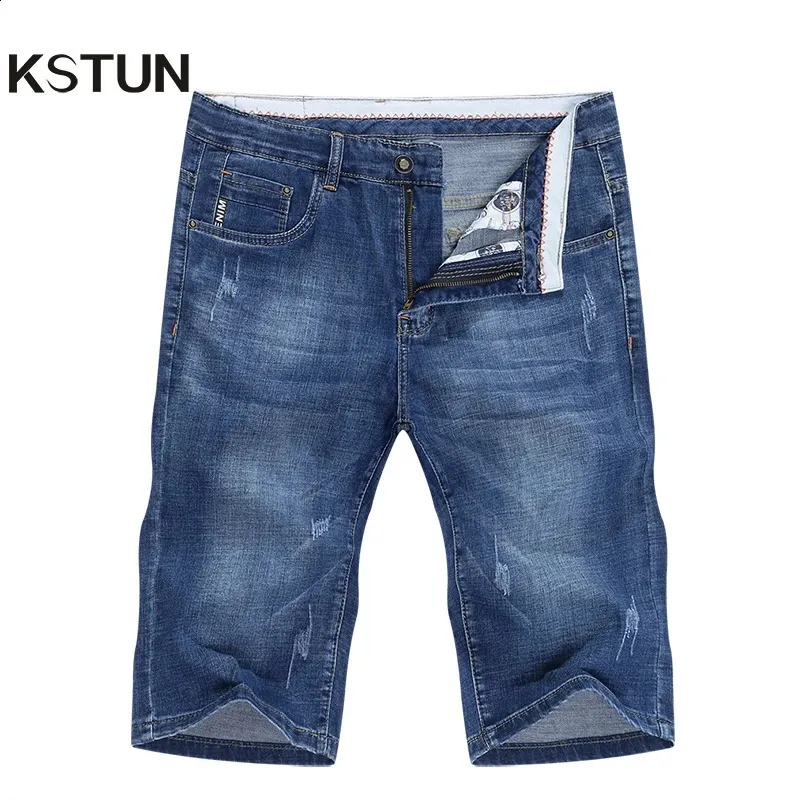 Summer Shorts Jeans for Men Summer Thin Elasticity Blue Fashion Pockets Denim Shorts Jeans Man Slim Fit Casaul Denim Short 240327