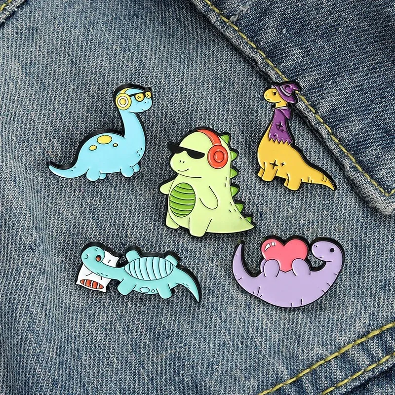 Schattige dinosaurussen email pinnen aangepaste dieren broche revers badge tas cartoon sieraden cadeau voor kinderen vrienden