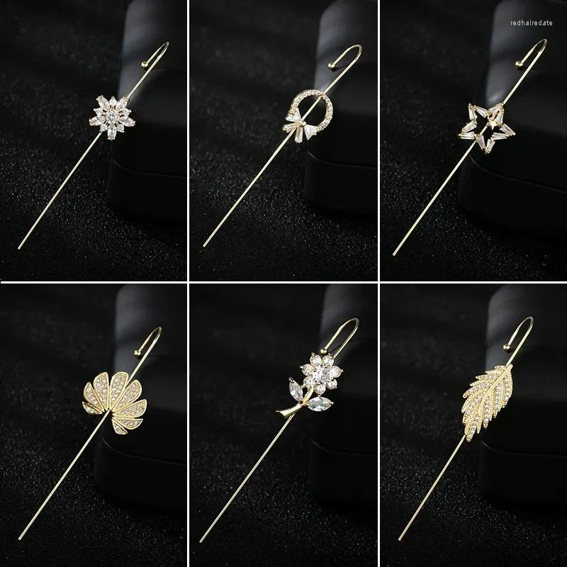 Brincos de costas 1pc Corean Fashion Ear agulha enrolar o gancho de rastreador para mulheres jóias de casamento auricular Earros de metal diagonais Party Party