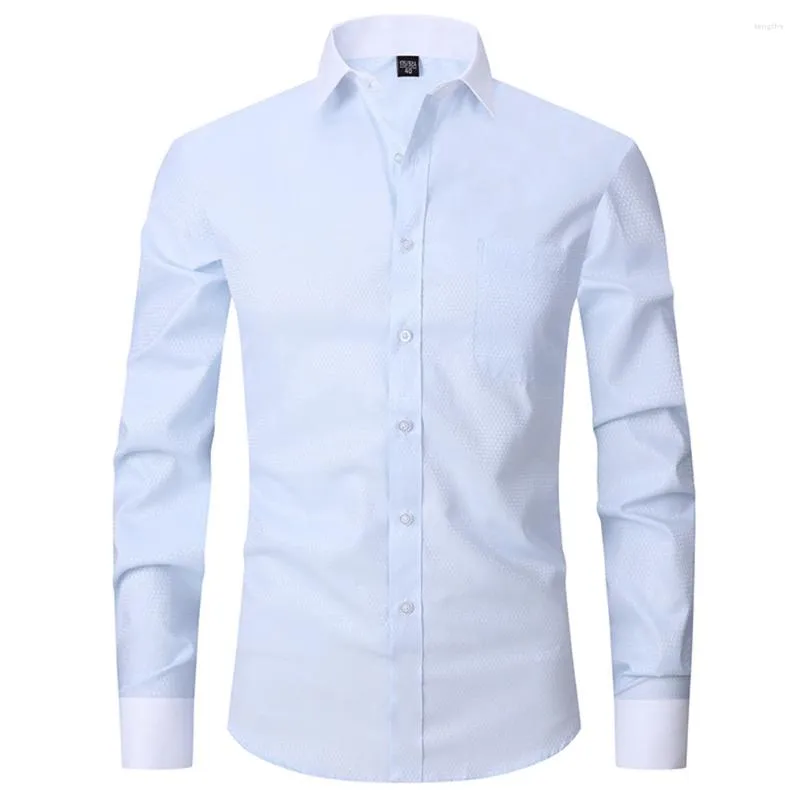Mäns casual skjortor plus storlek toppkvalitet klänning långärmad smal passande solid randig affärsformell vit skjorta manliga sociala kläder