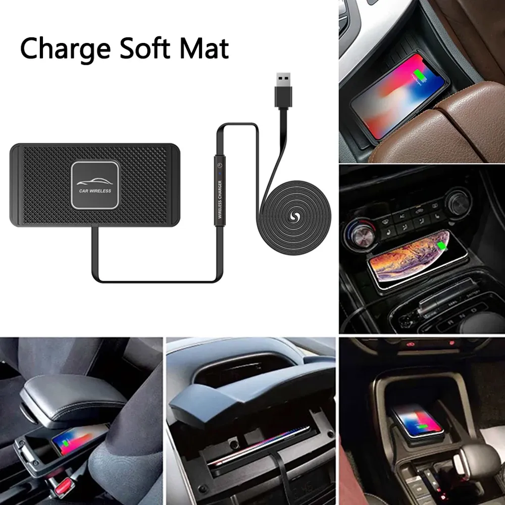 Chargers Car Qi Wireless Charger Pad Dashboard Phone Holder Fast Charging Dock Station Antiskid Mat Charger For IPhone 11 Pro 12 Samsung